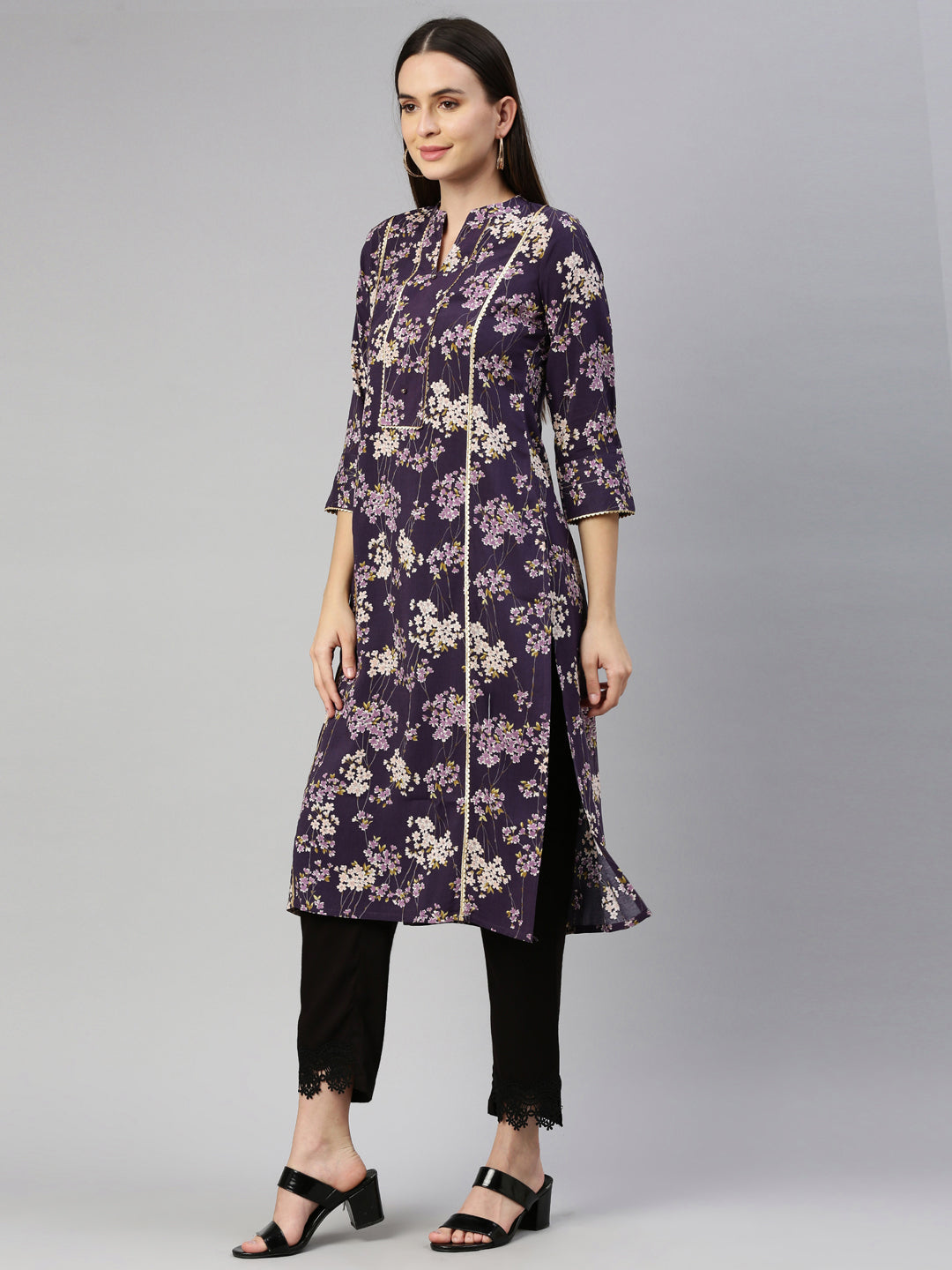 Neeru'S Purple Color Rayon Fabric Kurta