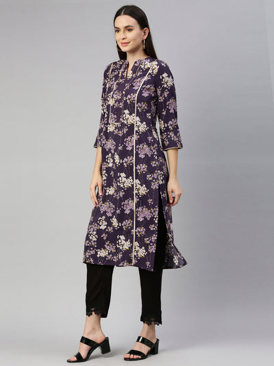 Neeru'S Purple Color Rayon Fabric Kurta