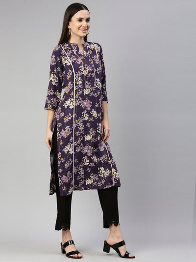 Neeru'S Purple Color Rayon Fabric Kurta