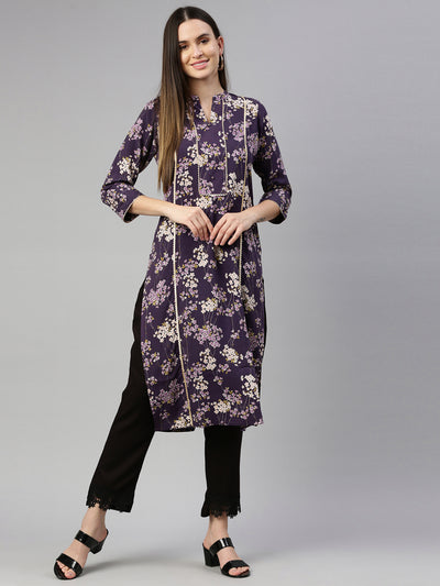 Neeru'S Purple Color Rayon Fabric Kurta