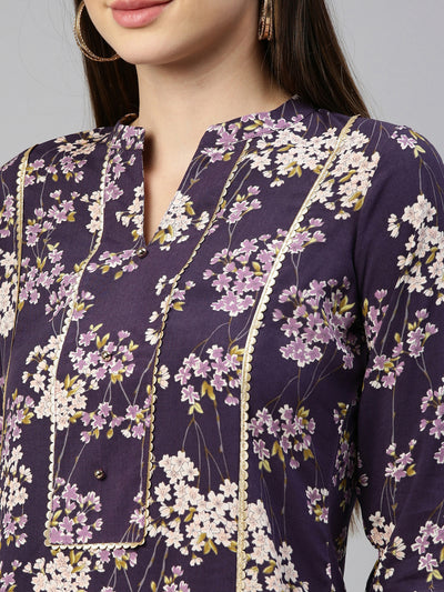 Neeru'S Purple Color Rayon Fabric Kurta
