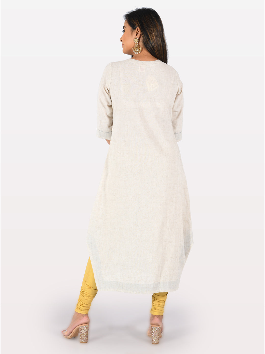 Neerus Off White Printed Straight Kurta