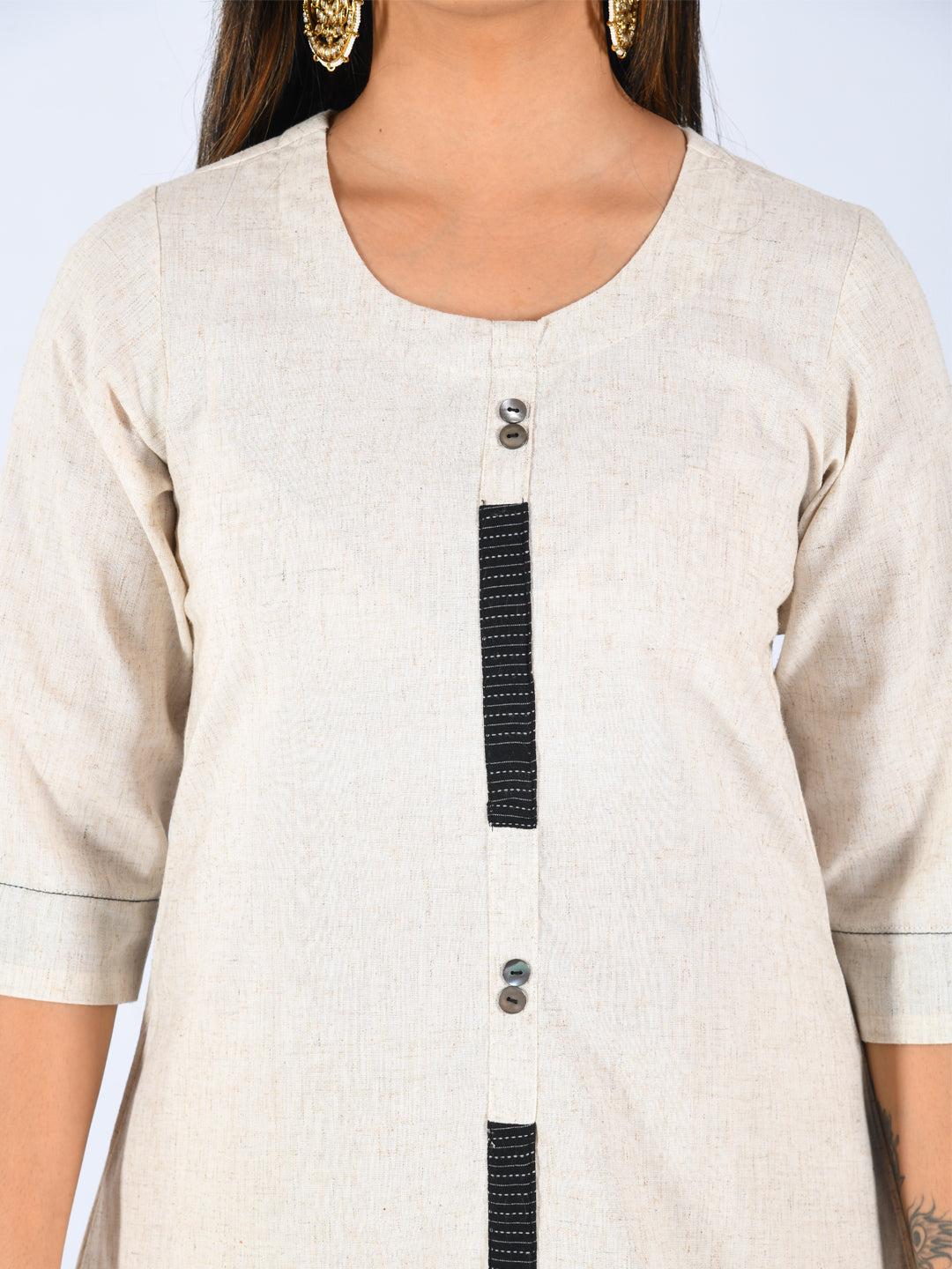 Neerus Off White Printed Straight Kurta