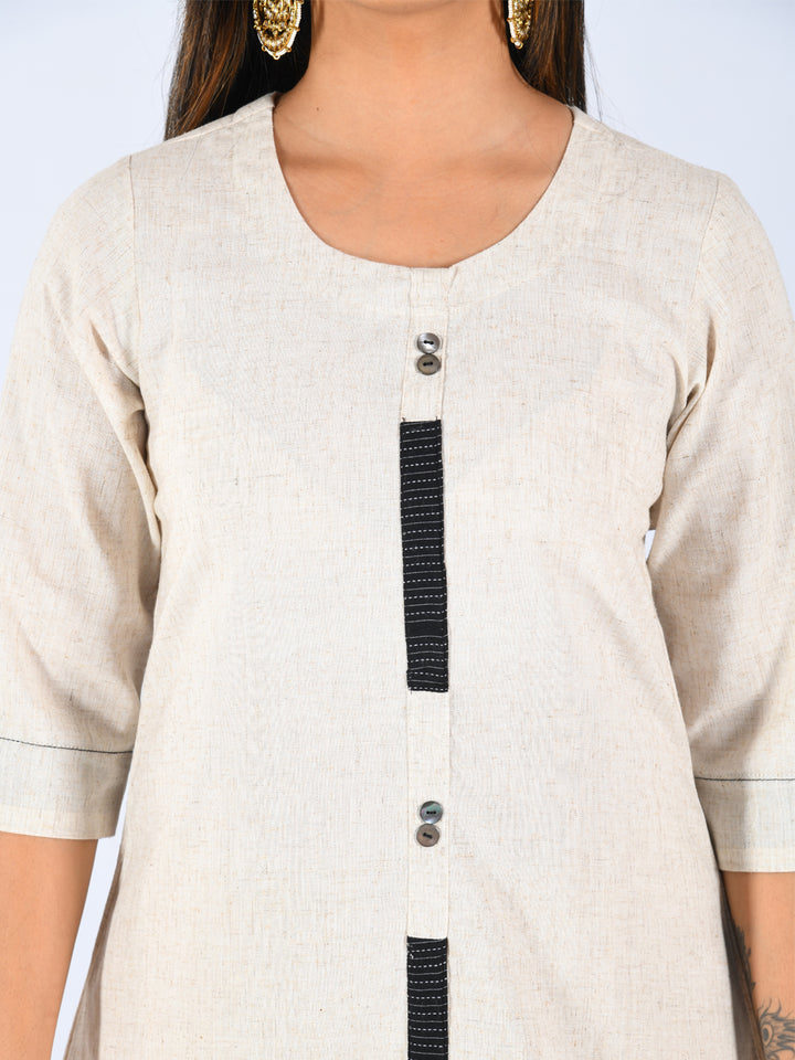 Neerus Off White Printed Straight Kurta