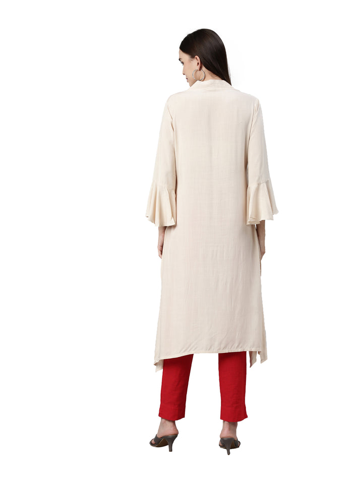 Neerus Cream Color Undefined Fabric Kurta
