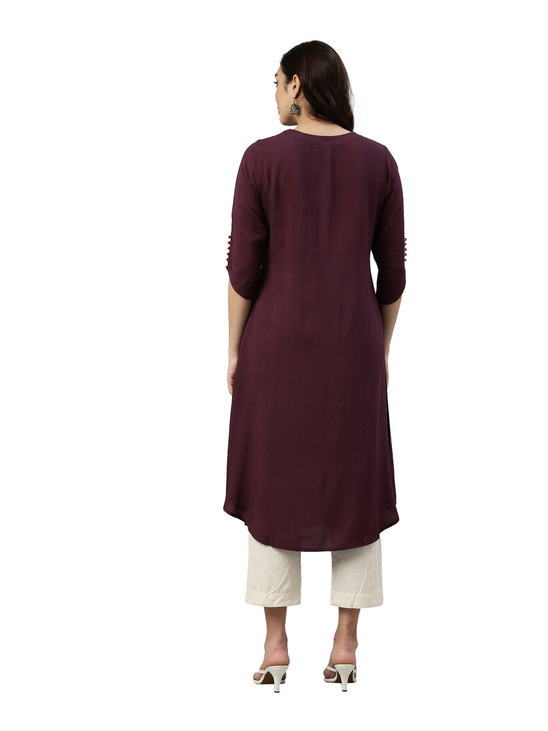 Neerus Wine Color Rayon Fabric Kurta