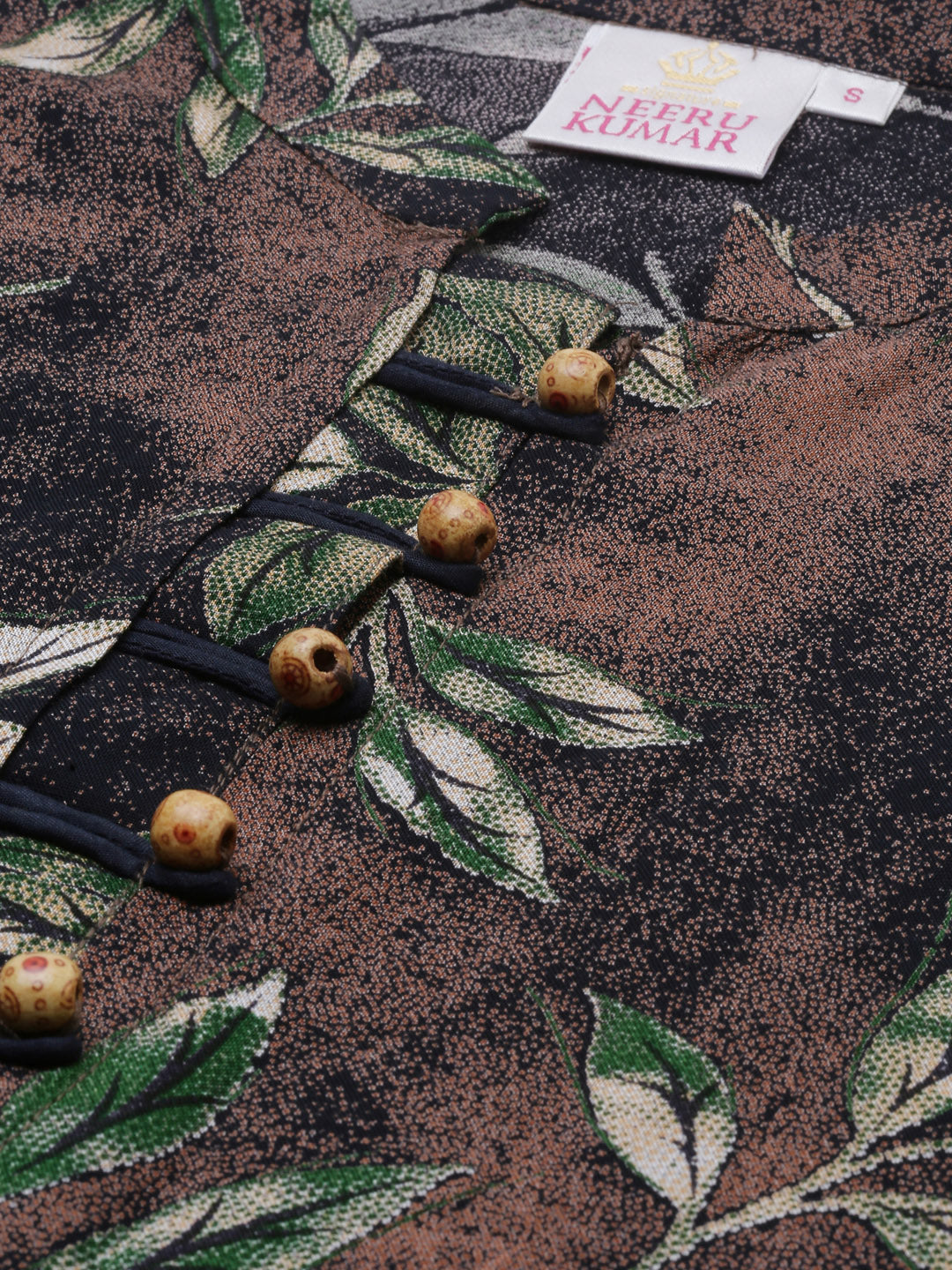 Neerus Brown Printed Straight Kurta