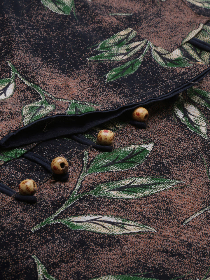 Neerus Brown Printed Straight Kurta