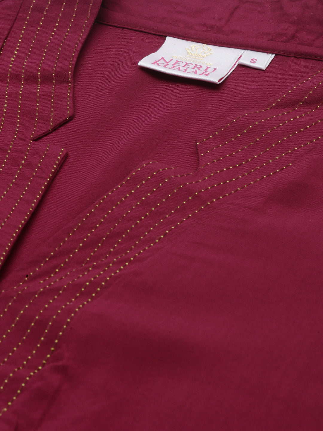 Neeru's Maroon Embroidered Straight Kurta