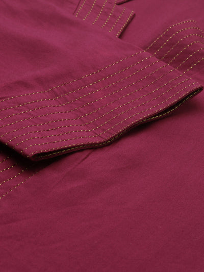 Neeru's Maroon Embroidered Straight Kurta