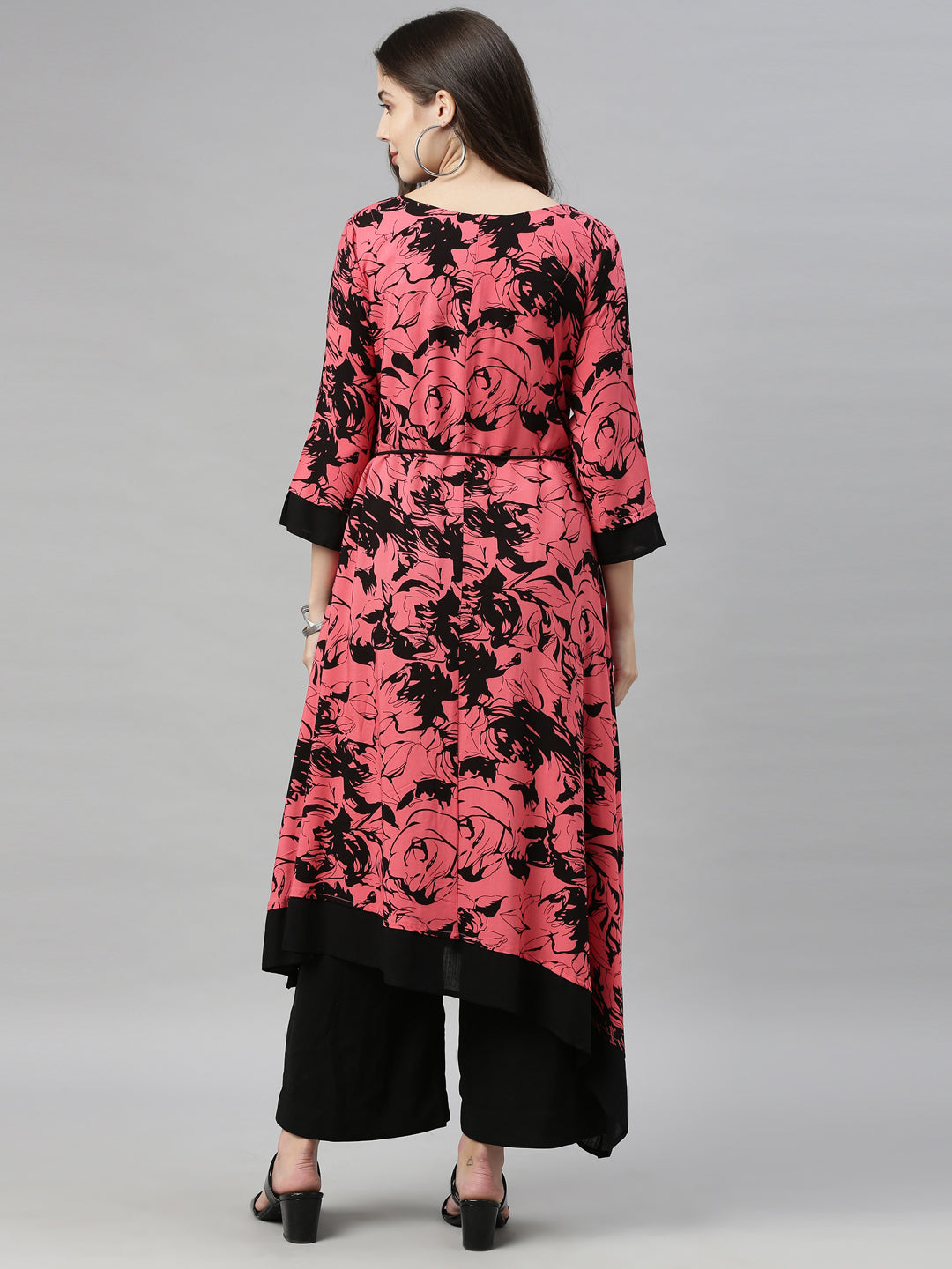 Neerus Carrot Color Rayon Fabric Tunic