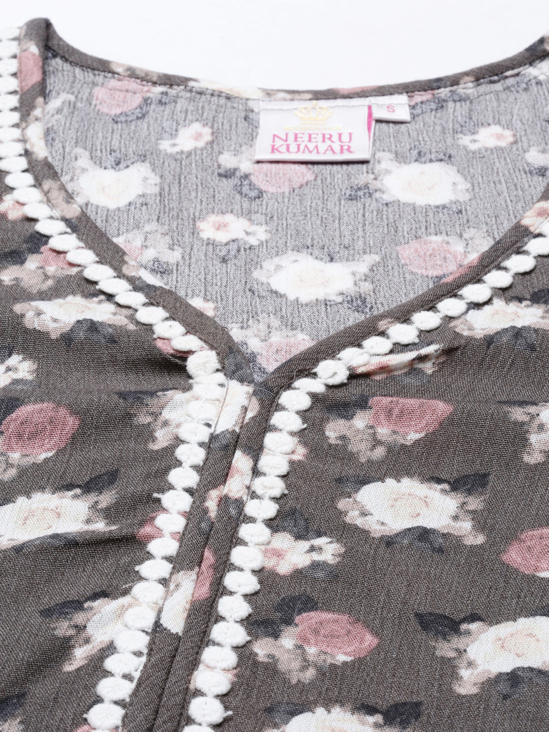 Neerus Green rayon solid kurti - detail view 5