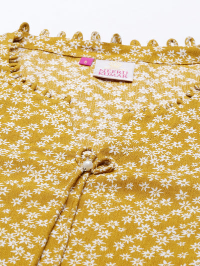 Neeru's Mustard Color Chiffon Fabric Tunic