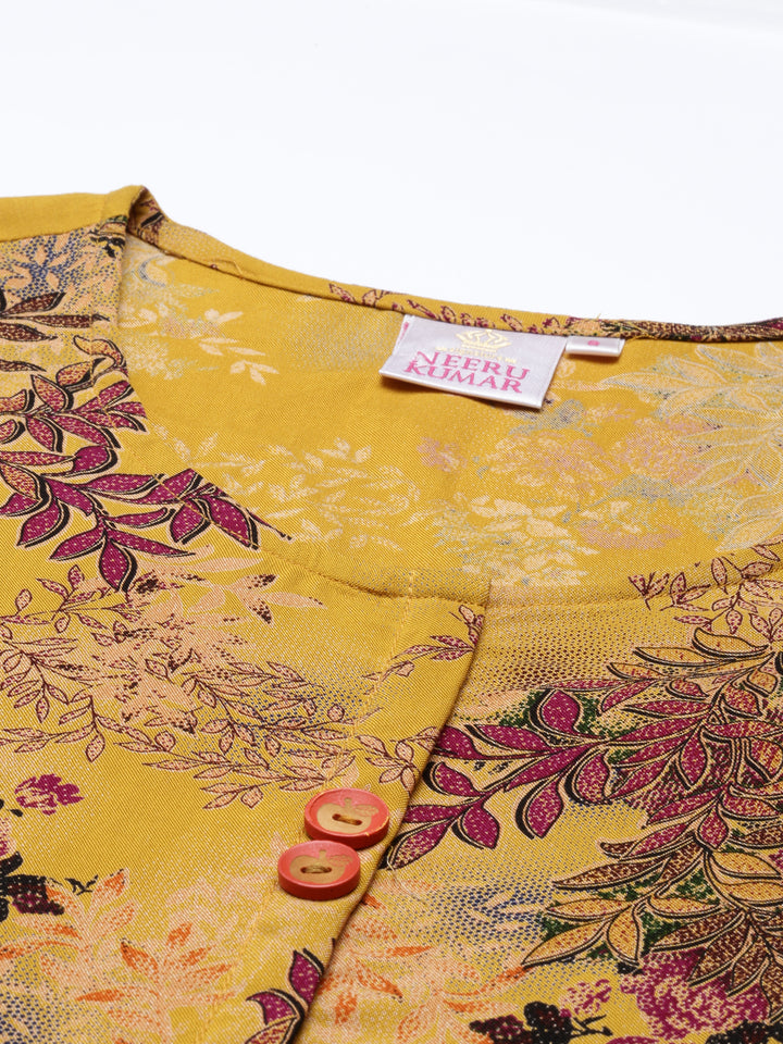 Neerus Mustard Color Rayon Fabric Kurta