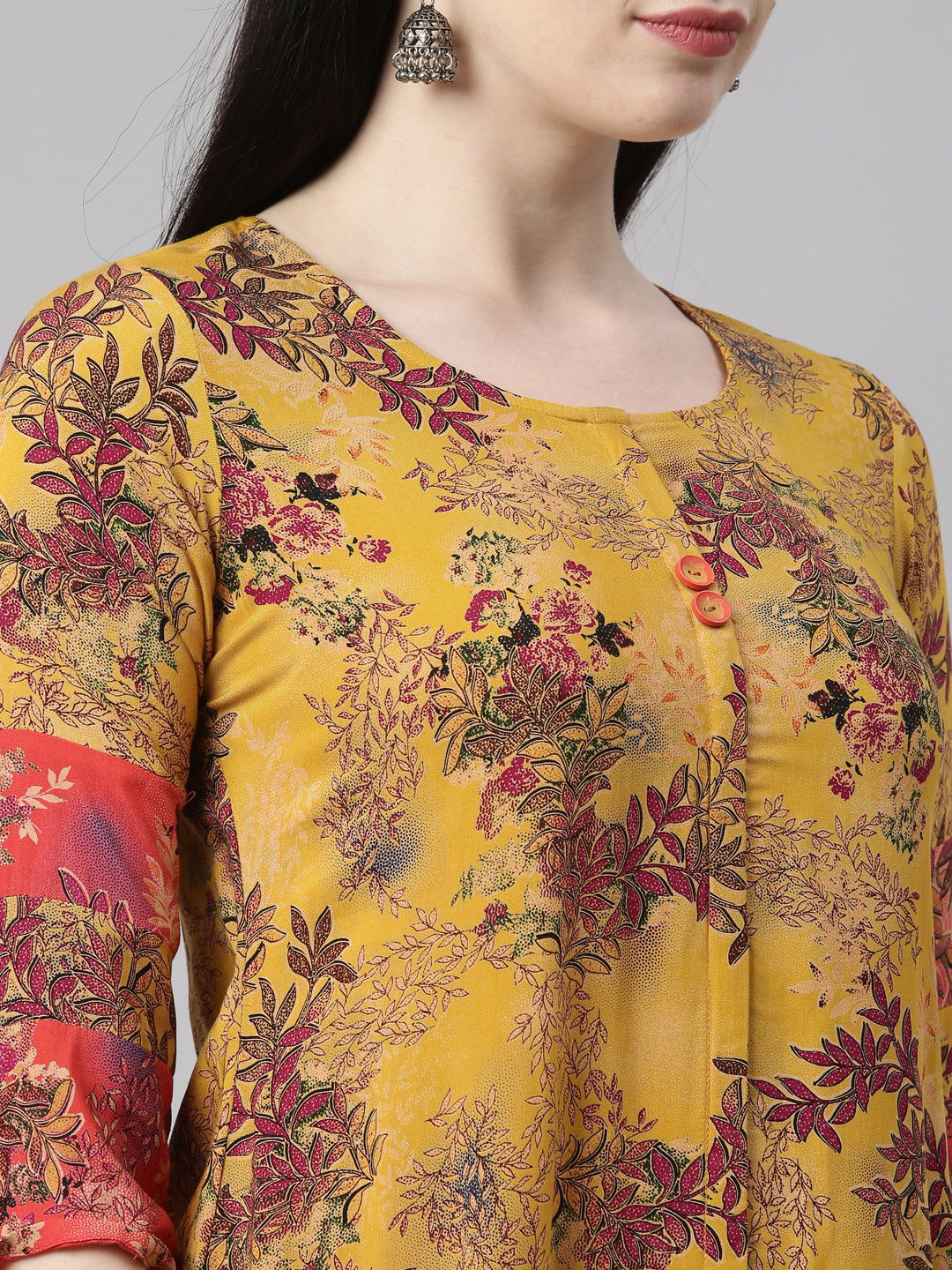 Neerus Mustard Color Rayon Fabric Kurta