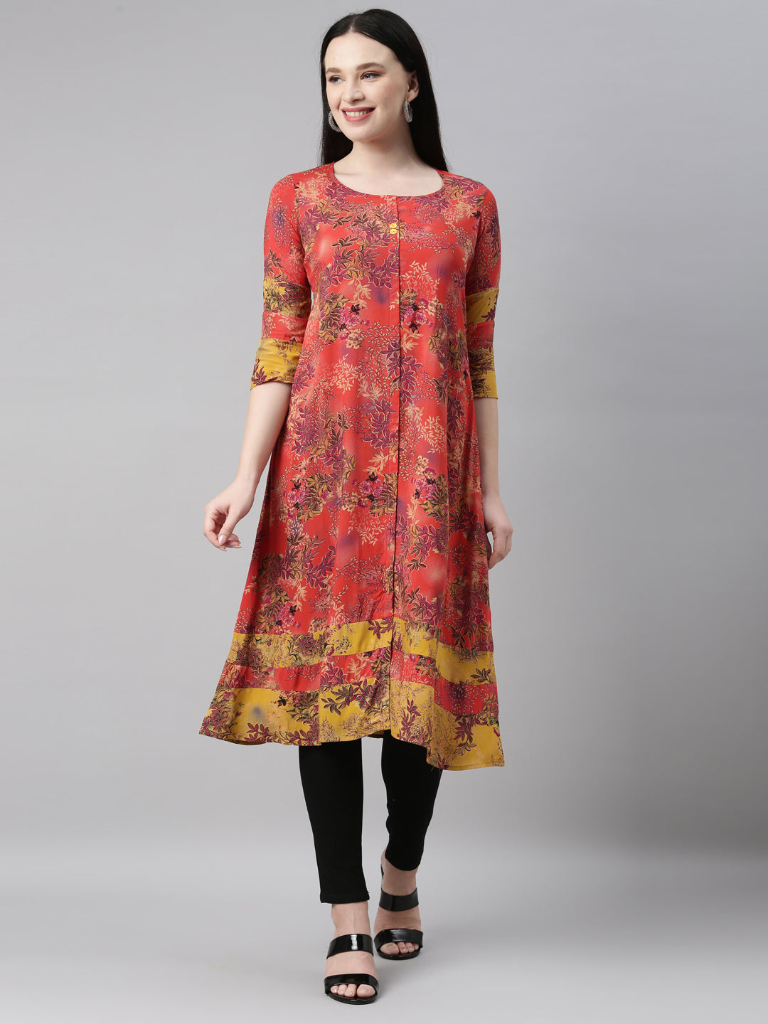 Neeru's Red Color Rayon Fabric Kurta