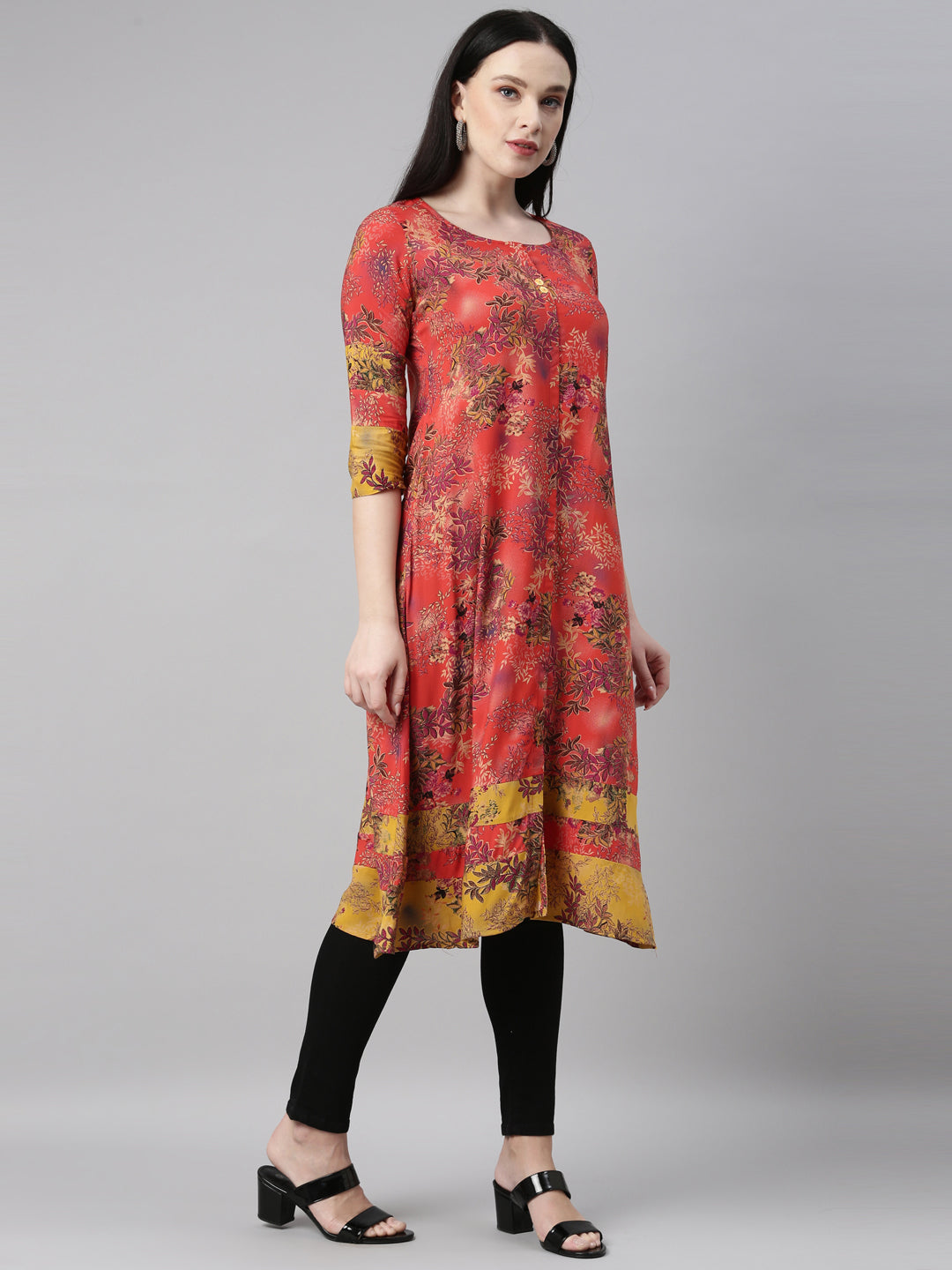 Neeru's Red Color Rayon Fabric Kurta