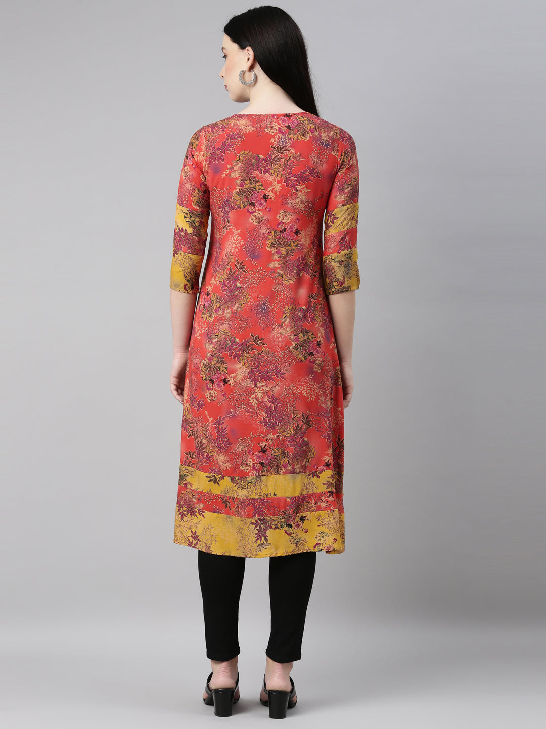 Neeru's Red Color Rayon Fabric Kurta