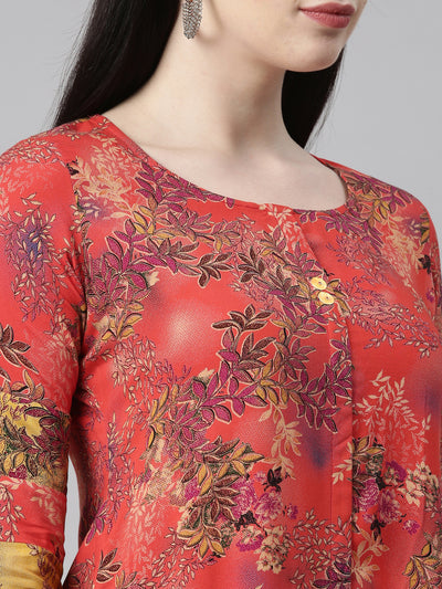 Neeru's Red Color Rayon Fabric Kurta