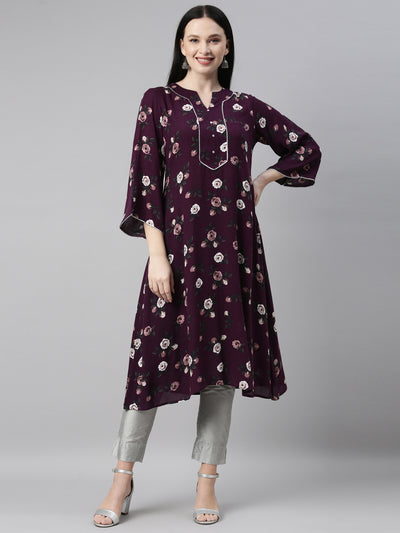 Neeru's Purple Color Chiffon Fabric Kurta