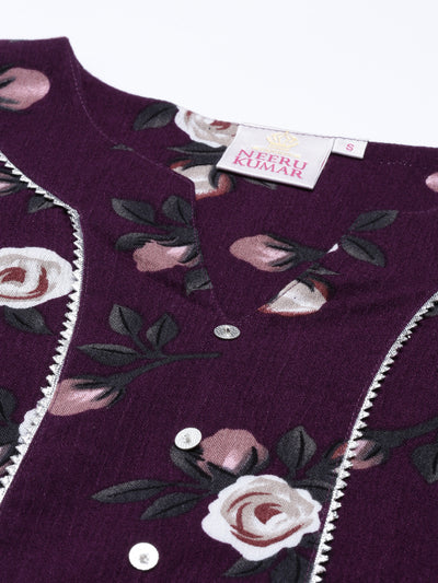 Neeru's Purple Color Chiffon Fabric Kurta
