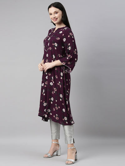Neeru's Purple Color Chiffon Fabric Kurta