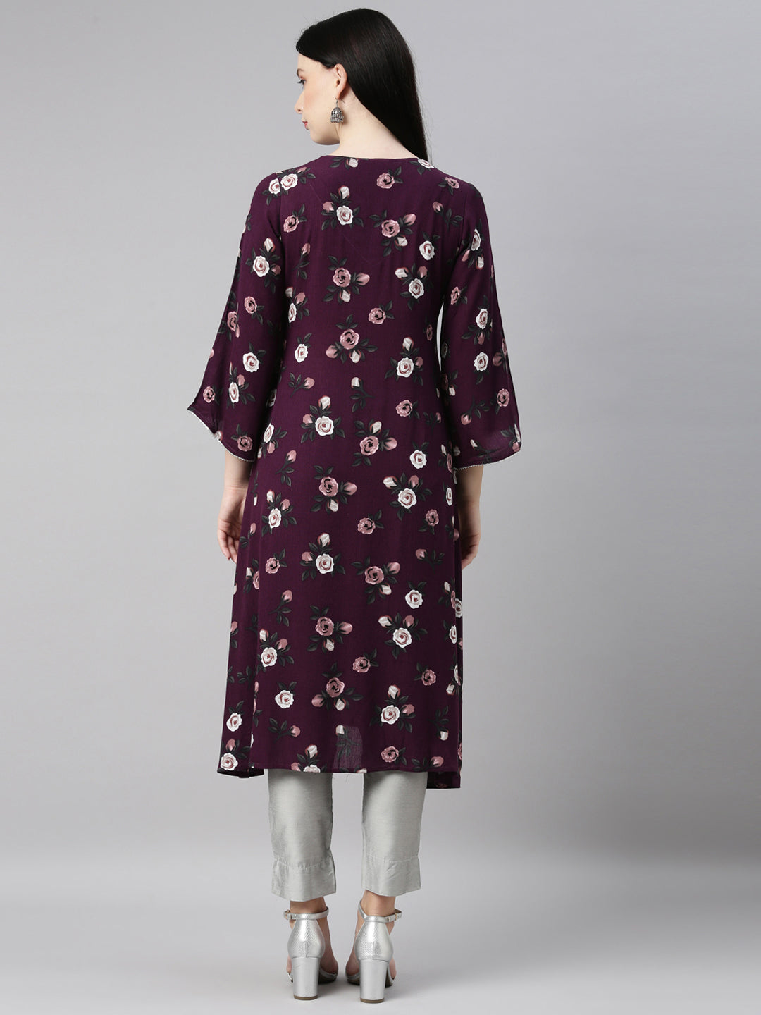 Neeru's Purple Color Chiffon Fabric Kurta