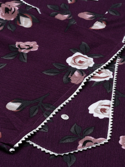Neeru's Purple Color Chiffon Fabric Kurta