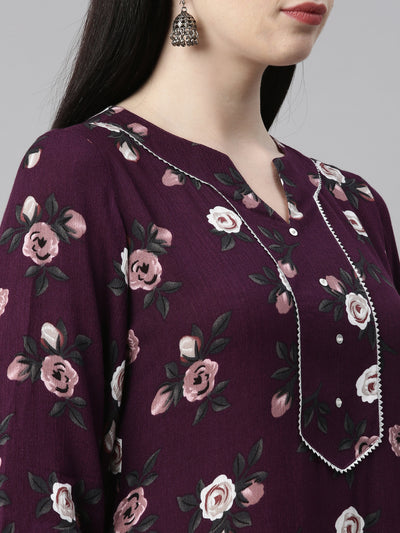 Neeru's Purple Color Chiffon Fabric Kurta