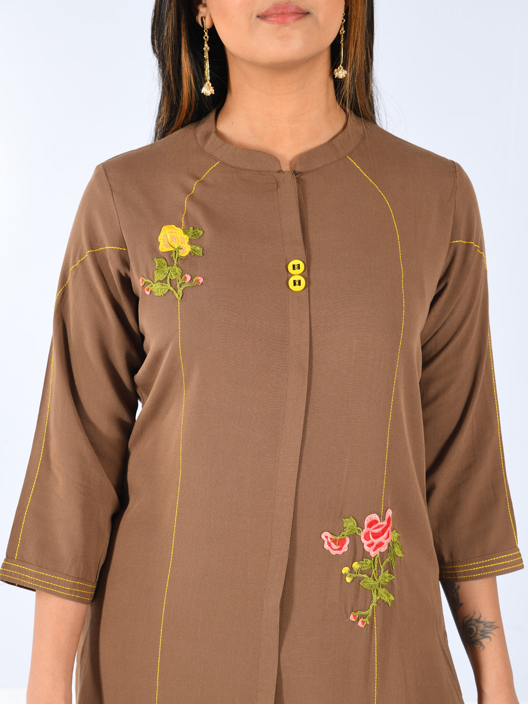 Neerus Pink georgette kurti - side view