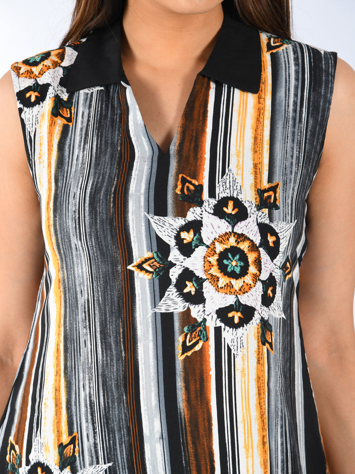 Neerus Black georgette solid kurti - detail view 1