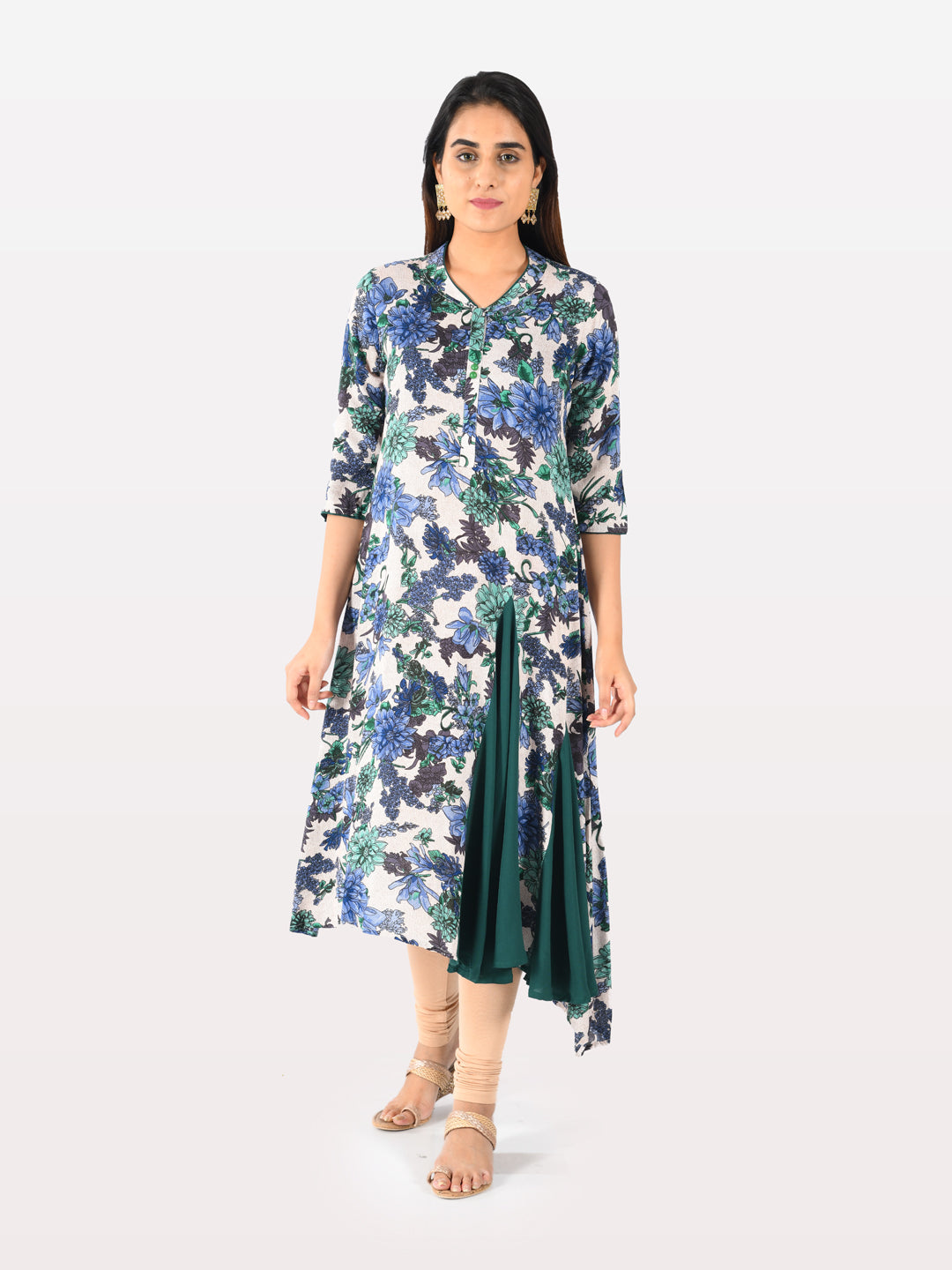 Neeru's Women Green Blue Color Rayon Fabric Tunic 50