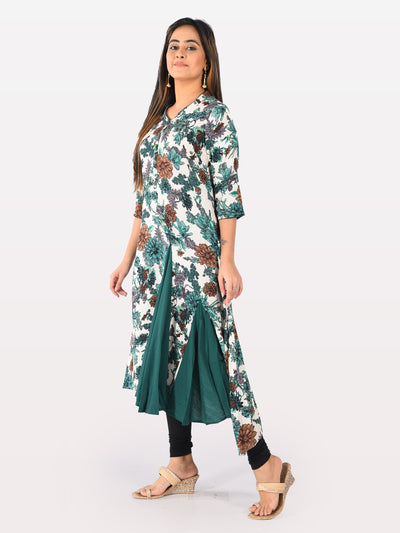 Neeru's Women Green Brown Color Rayon Fabric Tunic 50