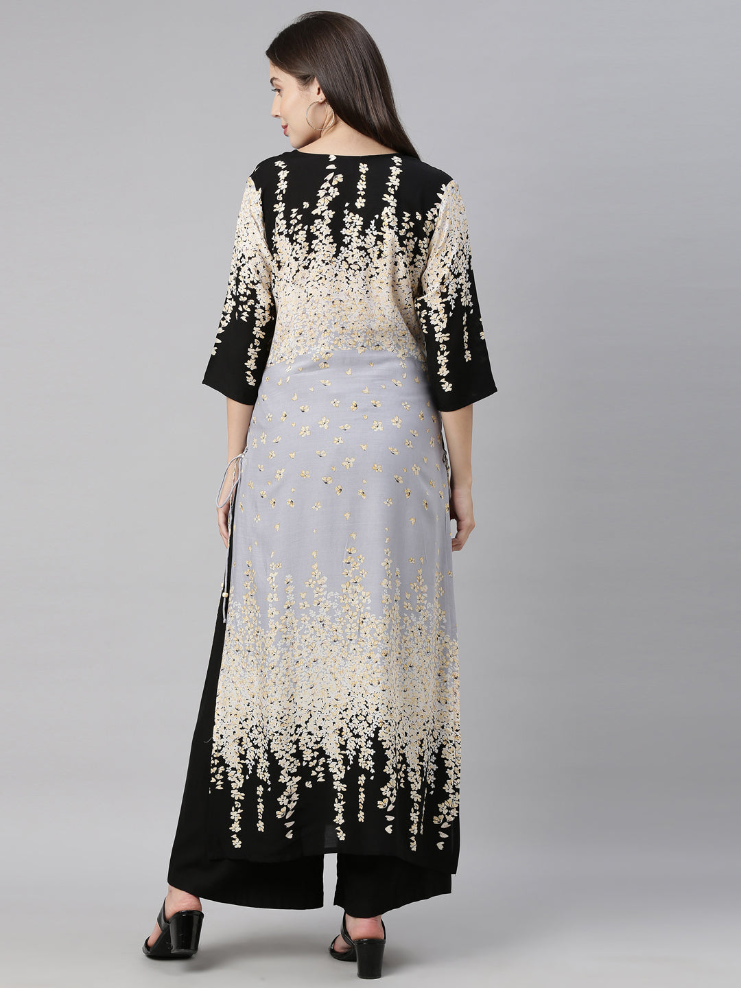 Neerus Grey Color Rayon Fabric Tunic