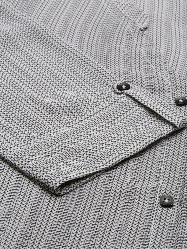 Neerus Grey Curved Cotton Silk Kurtas