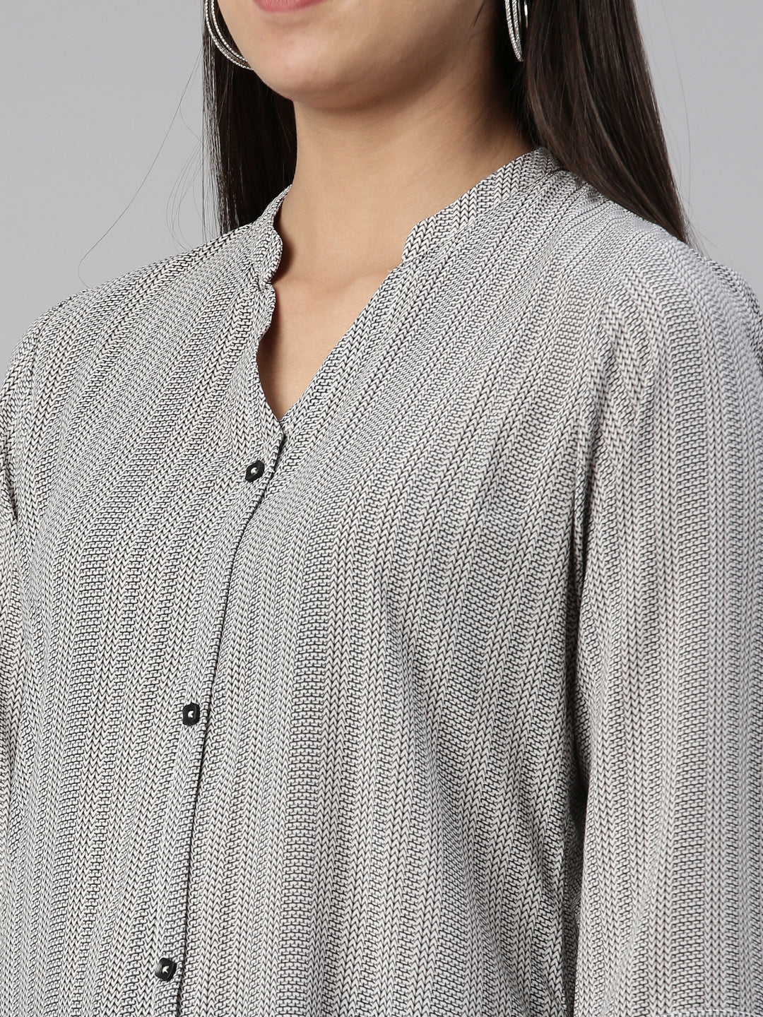 Neerus Grey Curved Cotton Silk Kurtas