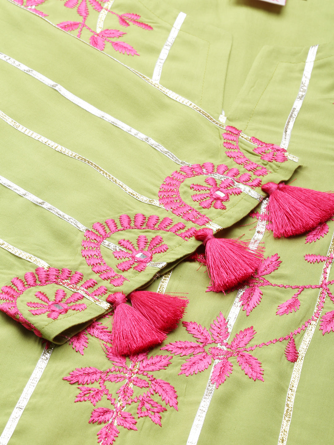 Neerus Green Regular Calf Length Solid Kurta Solid Trousers