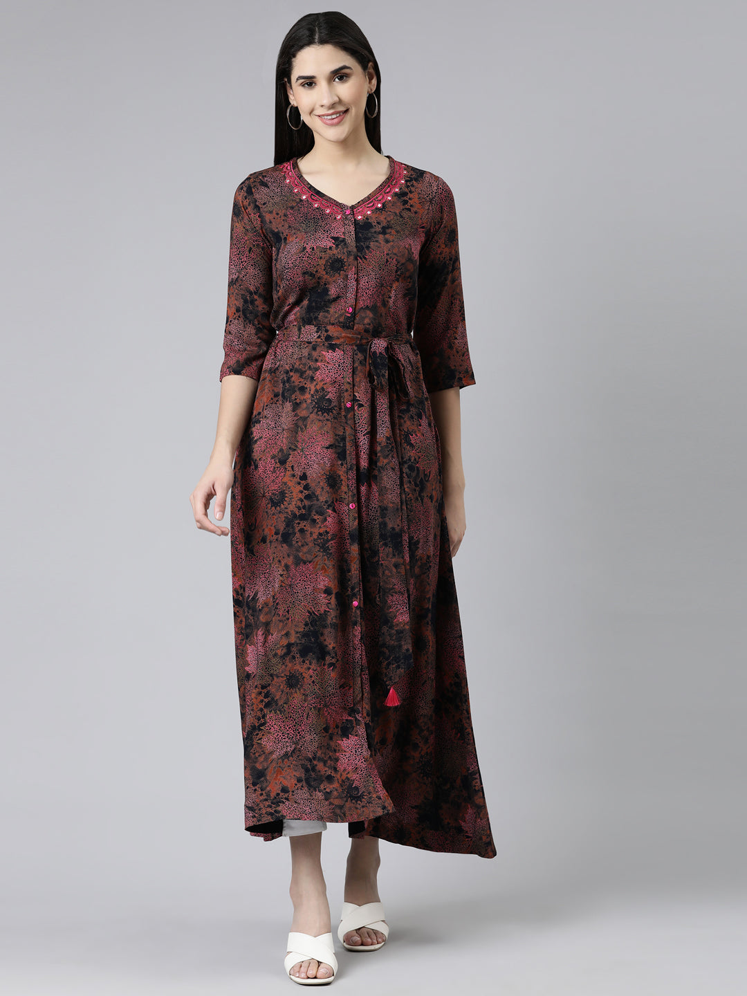 Neerus Multi Straight Casual Printed Dress
