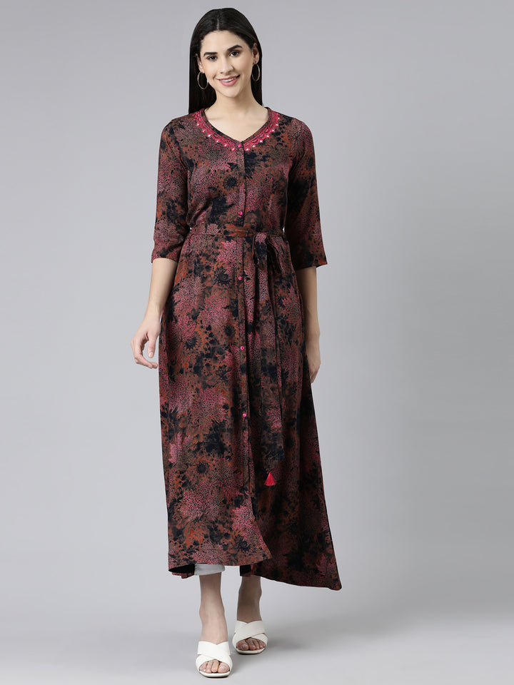Neerus Multi Straight Casual Printed Dress