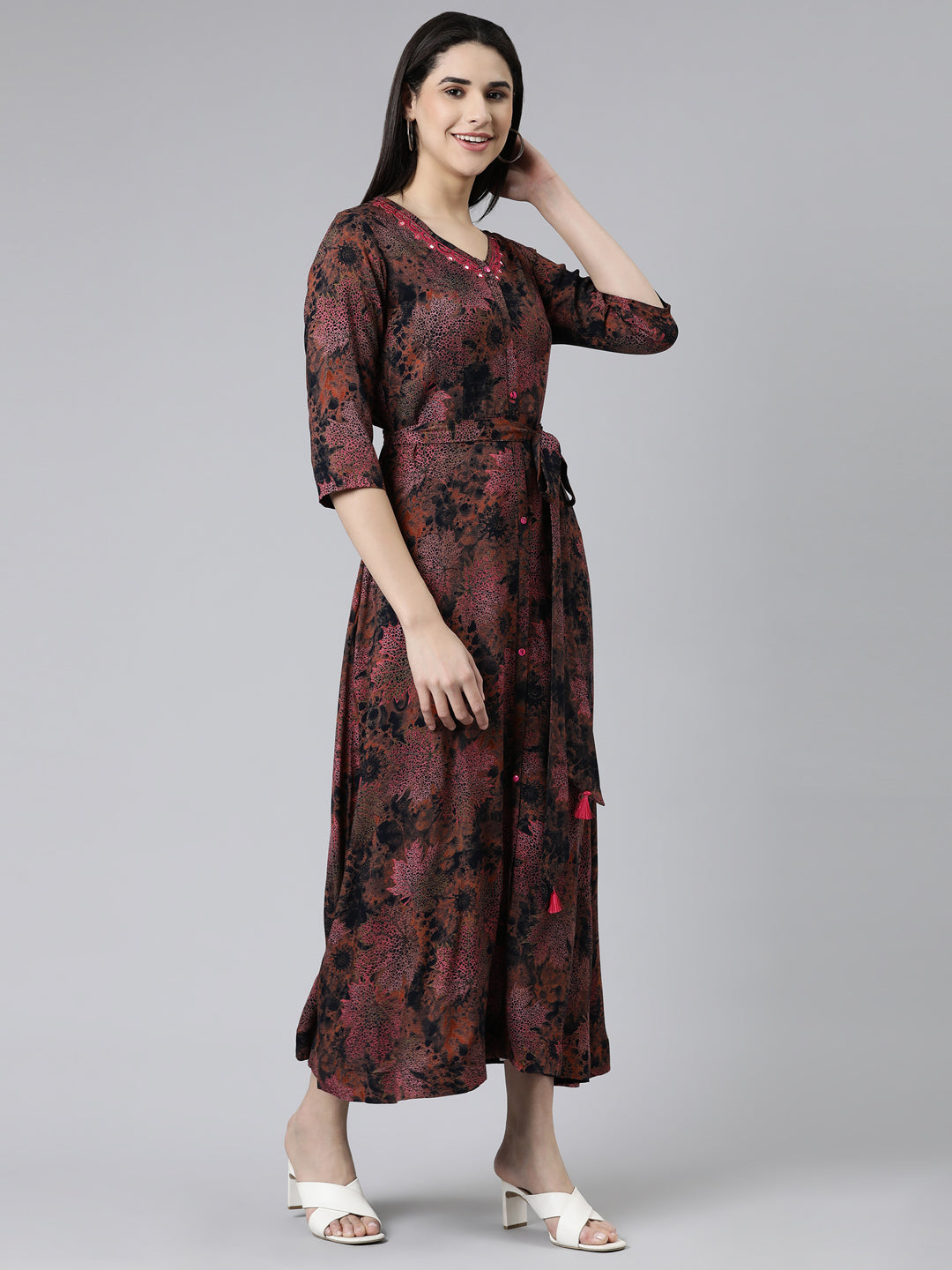 Neerus Multi Straight Casual Printed Dress