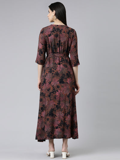 Neerus Multi Straight Casual Printed Gown