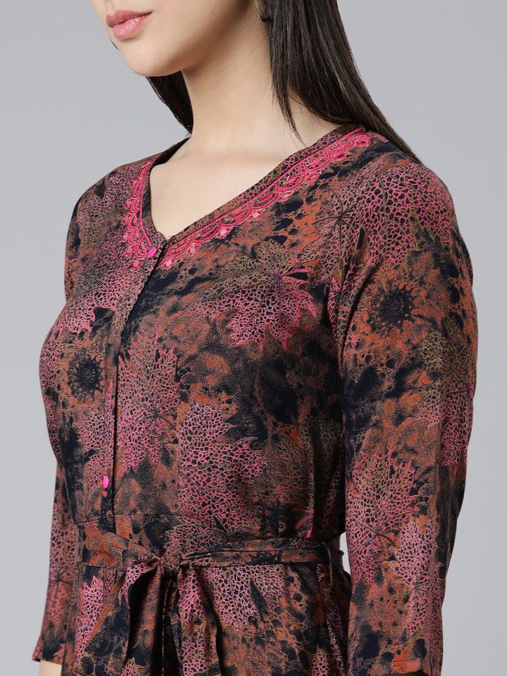 Neerus Multi Straight Casual Printed Dress