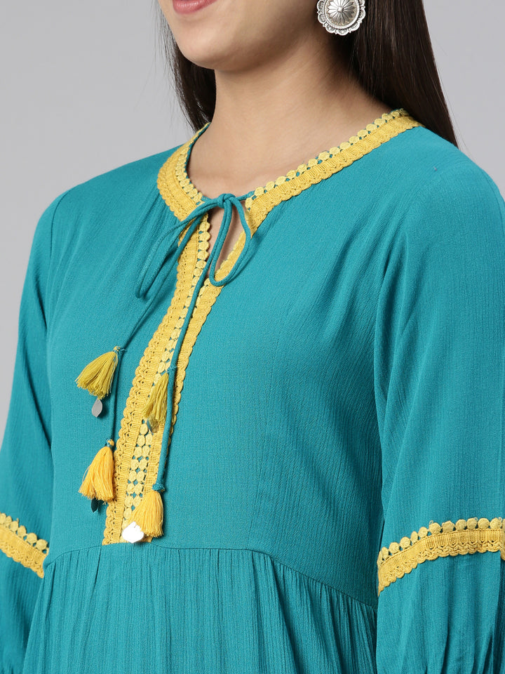 Neerus Rama Anarkali Straight Cotton Silk Kurtas