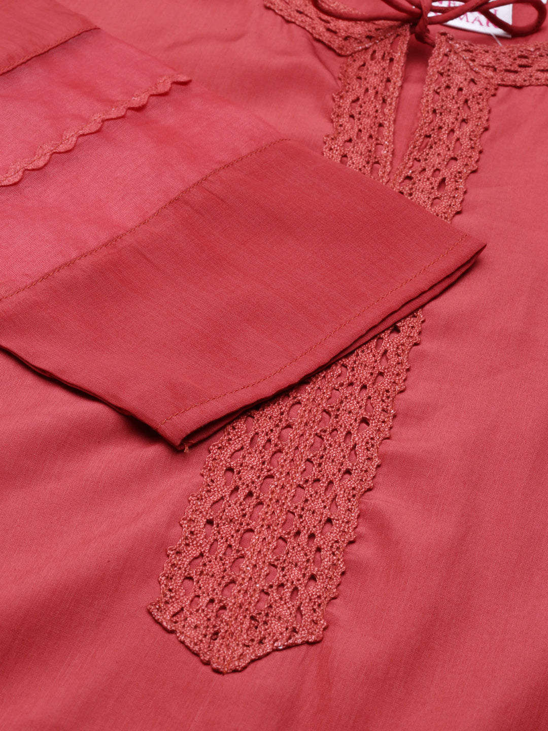 Neerus Rust Straight Regular Viscose Rayon Kurta
