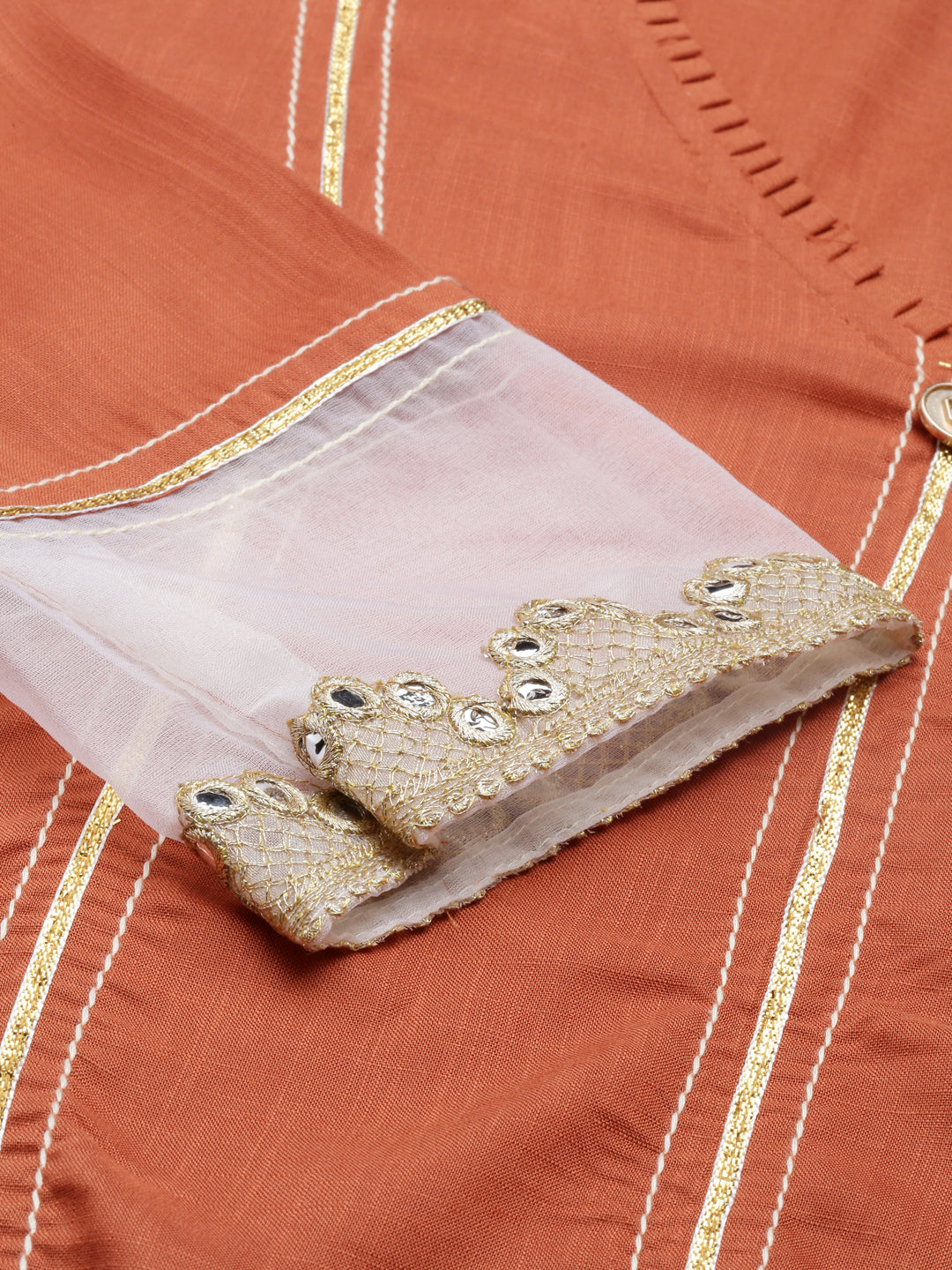 Neeru's Rust Straight Straight Cotton Silk Kurtas