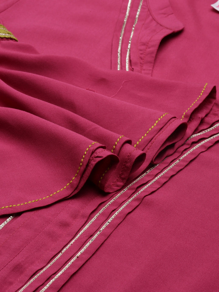 Neerus Maroon Straight Straight Cotton Silk Kurtas