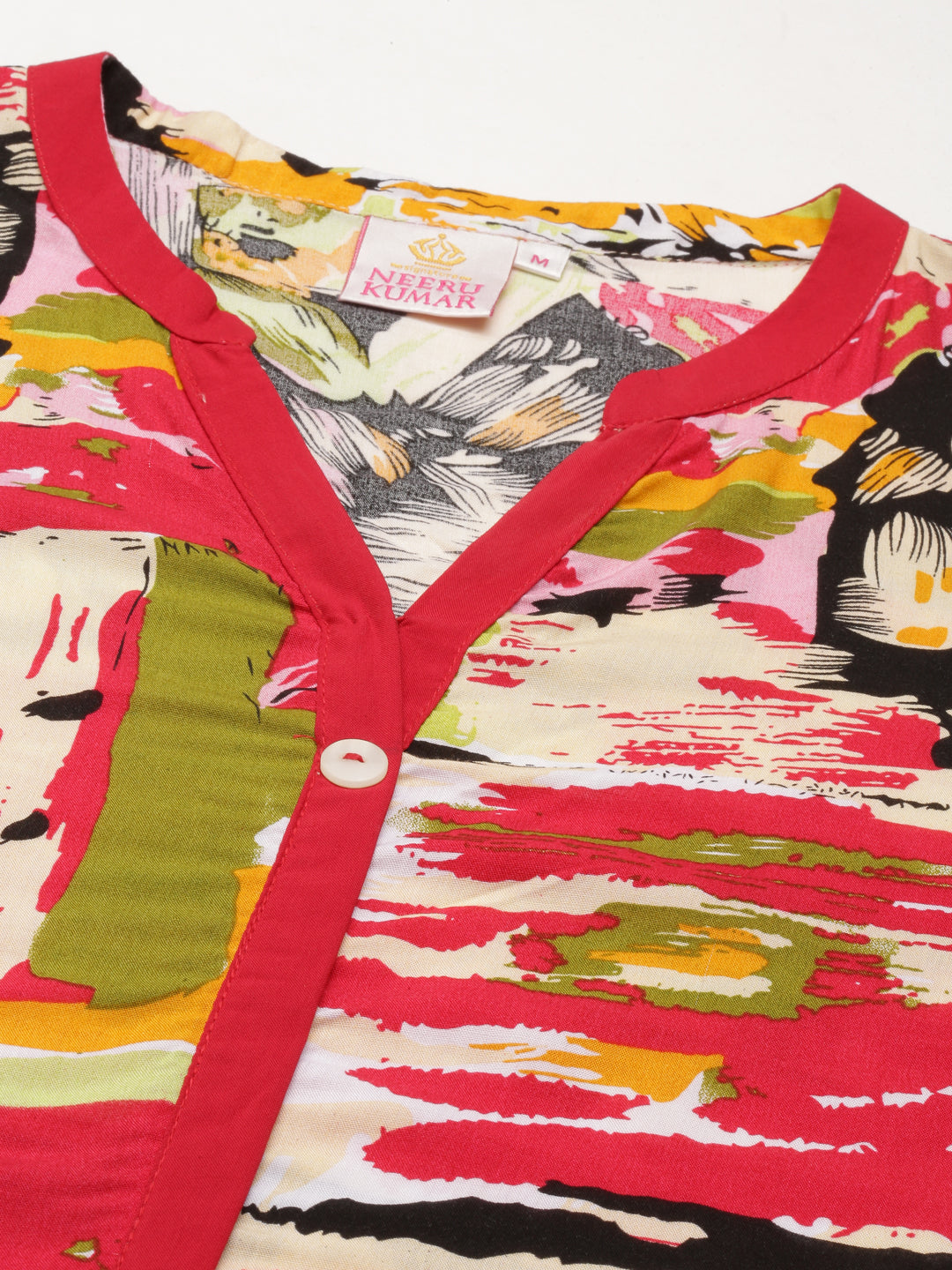 Neerus Multi Curved Solid Cotton Silk Kurtas