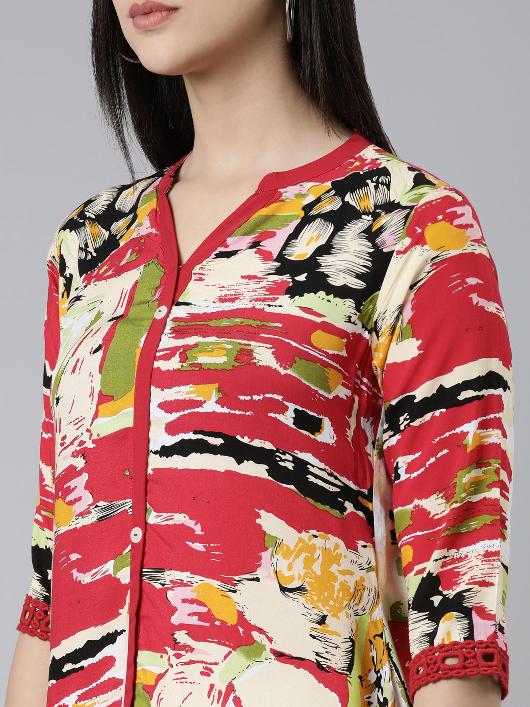 Neerus Multi Curved Solid Cotton Silk Kurtas