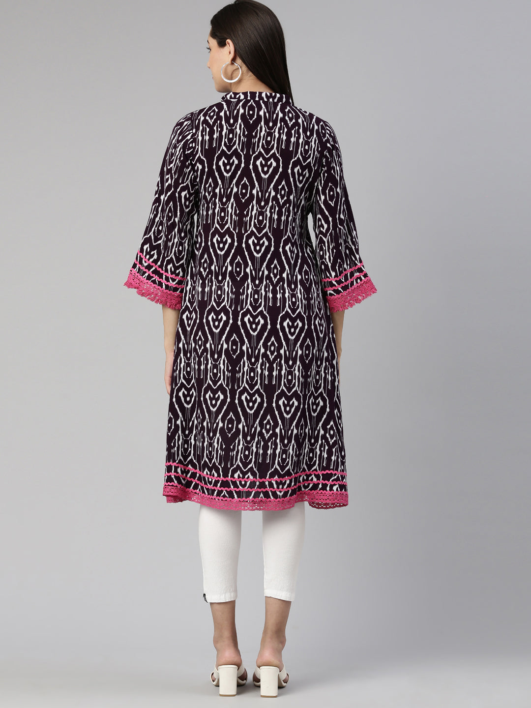 Neerus Purple Straight Straight Cotton Kurtas