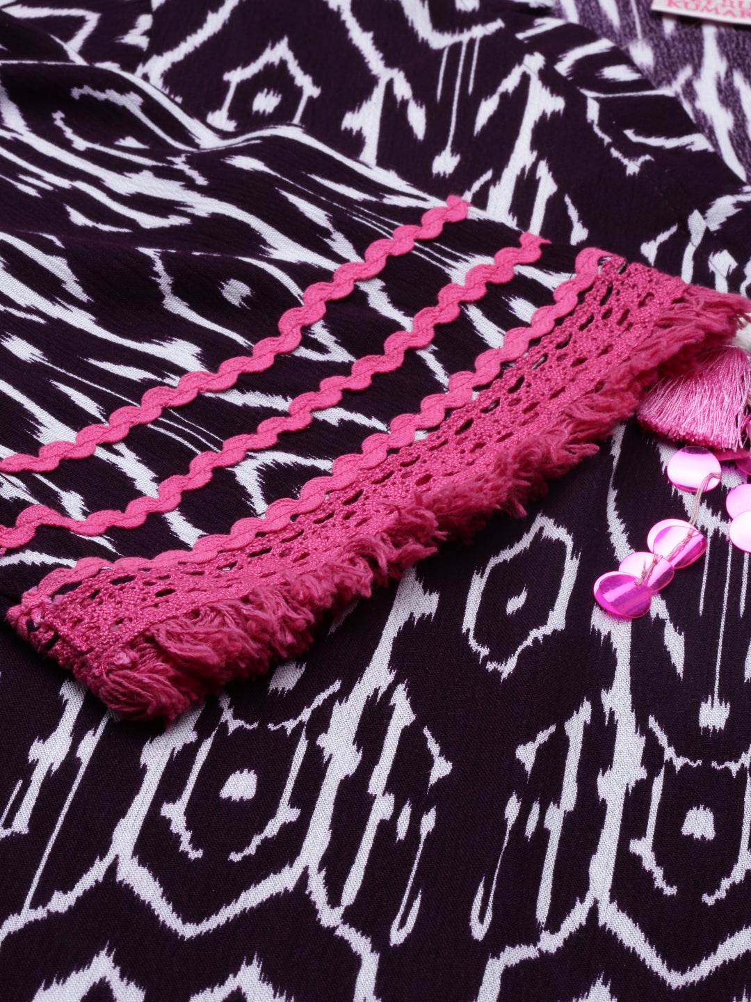 Neerus Purple Straight Straight Cotton Kurtas